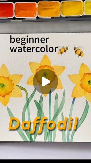 Elizabeth Bostic on Instagram: "A favorite watercolor tutorial! Daffodils for beginners! 🥰#watercolor #paintingart #watercolorflowers #painting #watercolorart #watercolour #watercolortutorial #watercolorpainting" Watercolor Flowers For Beginners, Easy Watercolor Flowers, Flowers For Beginners, Beginner Watercolor, Color Lessons, Ultramarine Blue, Easy Art Projects, Watercolor Projects, Spice Jar