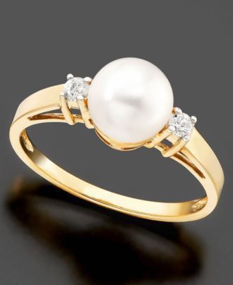 Rings With Pearls, Gold Jewelry Simple Necklace, Pearls Jewelry, Diamond Accent Ring, Gold Rings Jewelry, Gold Jewelry Simple, Wedding Rings Vintage, Fancy Jewelry, 14k Gold Ring