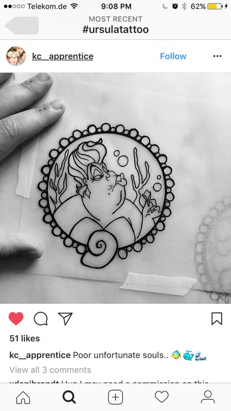 Awesome Disney Tattoos, Ursula Tattoo Design, Disney Tattoo Sketches, Ursula Tattoo Ideas, Disney Flashsheets Tattoo, Disney Flash Tattoo, Ursula Tattoo, Disney Inspired Tattoos, Disney Tattoos Small