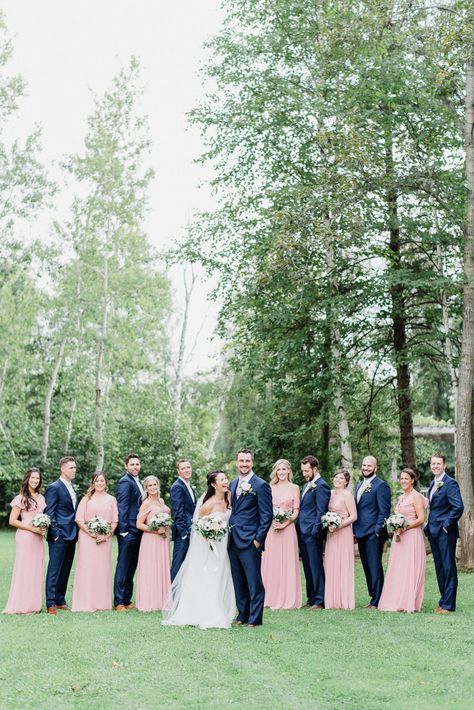 Pink and navy blue wedding colours | Holland Marsh Wineries wedding photos by Jenn Kavanagh Photography Navy Blue Pink And Green Wedding, Blush Pink And Navy Blue Wedding Groomsmen Suits, Navy And Blush Pink Wedding Decor, Navy Blue And Salmon Wedding, Navy Blue And Pale Pink Wedding, Navy Blue Light Pink Wedding, Navy Blue And Pink Bridesmaid Dresses, Midnight Blue And Pink Wedding, Sky Blue And Pink Wedding Theme