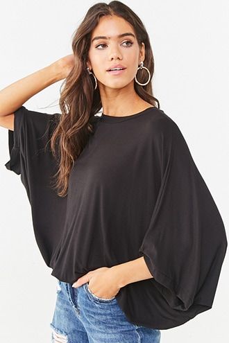 Sleeves Top Outfit, Batwing Sleeve Top, Dress Neck, Dress Neck Designs, Top Forever 21, Sleeves Top, Forever21 Tops, Batwing Sleeve, Pop Fashion