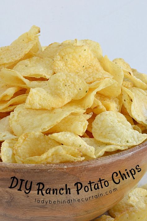 DIY Ranch Potato Chips | Create your own custom potato chips! I love adding my own touch to store bought potato chips. Why mess with the dip when you don't have to? Perfect for picnics, potlucks or any outdoor function. Lemon Chips, Homemade Potato Chips Recipe, Diy Ranch, Chip Seasoning, Homemade Potato Chips, Baked Potato Chips, Bbq Chips, Potato Chip Recipes, Homemade Barbecue