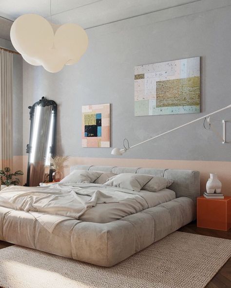 Saba Italia on Instagram: “This is what bedroom dreams look like!⁠ The Pixel Box Large is a very generous bed frame that guarantees absolutely comfort.⁠ ⁠ Project by…” Sunken Bed Frame, Low Bed Frame Ideas, Sunken Bed, Bed No Headboard, Saba Italia, Low Bed Frame, Tumblr Bedroom, Soft Bedroom, Large Couch