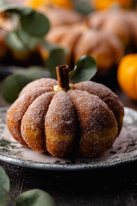 Small Batch Pumpkin Cheesecake Donuts are fried to perfection and then coated in cinnamon sugar and filled with a pumpkin cheesecake filling! Pumpkin Cheesecake Filling, Brioche Donuts, Pumpkin Donuts Recipe, Cider Donuts Recipe, Apple Cider Donuts Recipe, Gingerbread Cheesecake, Donut Filling, Pumpkin Spice Cheesecake, Pumpkin Spice Donut