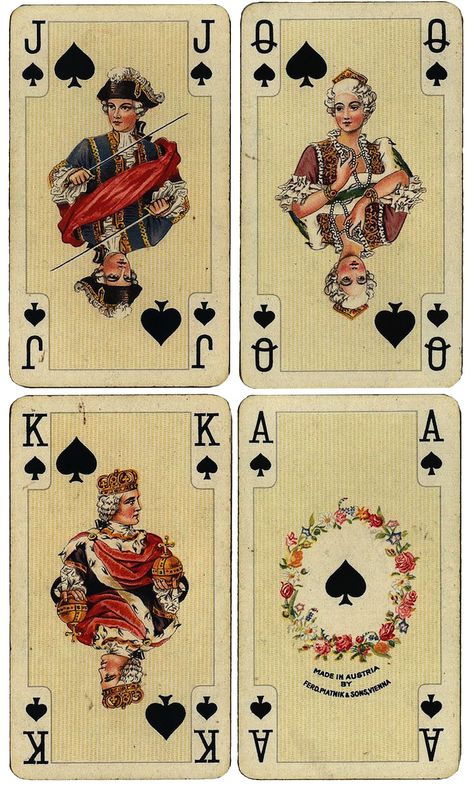 Wings of Whimsy: Antique French Playing Cards - Spades - free for personal use #ephemera #printable #vintage Large Playing Cards, Playing Card Crafts, Printable Playing Cards, Playing Cards Art, Printable Collage Sheet, Free Vintage Printables, Queen And King, Paper Journal, Playing Cards Design