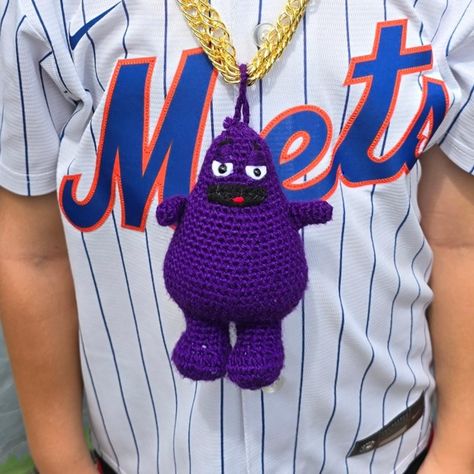 Grimace in action! He didn't bring a ton of luck yesterday, but got a bunch of compliments walking around Citi Field! • • • Yarn: Big Twist Value in Grape Pattern: Crochet Grimace Purple Guy by Fat Lady Crochet Crochet Grimace, Citi Field, Grape Pattern, Big Twist, Purple Guy, Pattern Crochet, Amigurumi, Walking, Twist