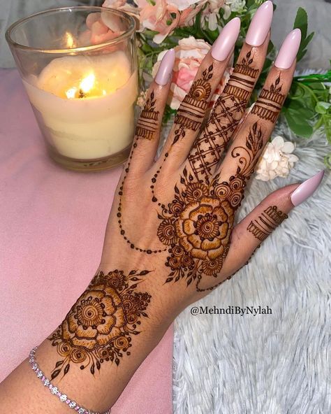 40+ BEAUTIFUL MEHNDI DESIGNS FOR EID - Stylin by Sarita Henna Designs For Sisters Wedding, Henna Designs Hand Palms Indian Weddings, Thumb Henna Design, Mehndi Designs Both Hands, Net Henna Designs, Marriage Henna, Mandala Henna Design, Mehndi Designs For Eid, Designer Aesthetics