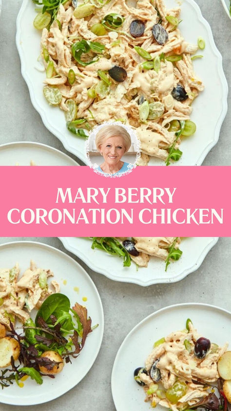 Mary Berry Coronation Chicken Coronation Chicken Recipe, Coronation Chicken Salad, Coronation Chicken, High Tea Food, Mary Berry Recipe, Berry Recipes, Memorial Ideas, Paul Hollywood, Cooking Chicken To Shred