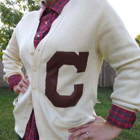 Carissa Knits: DIY Varsity Sweater Varsity Sweater Outfit, Varsity Sweater, Casual Fall Outfits, Casual Fall, So Excited, Sweater Outfits, Casual Outfits, Knitting, How To Wear