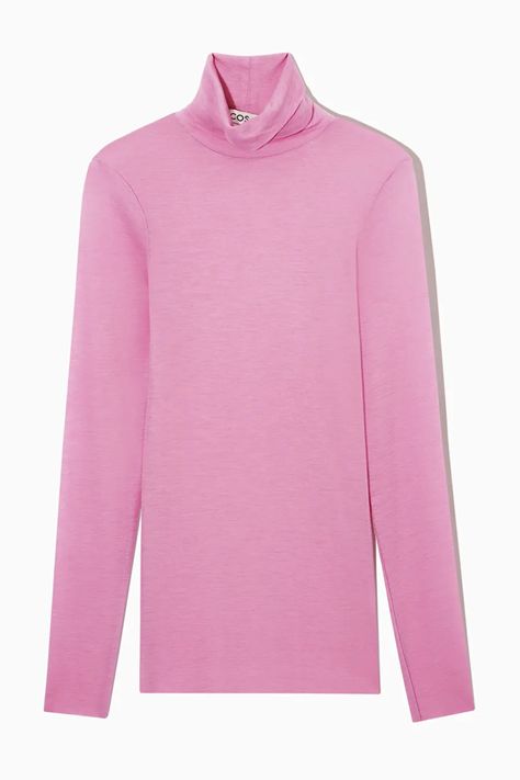 SLIM-FIT MERINO WOOL TURTLENECK TOP - Light pink - COS Cut Sweatshirts, Womens Turtleneck, Wool Turtleneck, Turtleneck Top, Women Essentials, Turtle Neck Top, Knitwear Cardigan, Knitwear Women, Jumpers And Cardigans