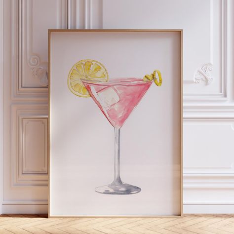 - New With Tags - Unframed - Measurements Are In Inches Anthropologie Art, Pink Alcohol, Martini Poster, Cocktail Pink, Cocktail Rose, Apartment Painting, Esthetician Room Decor, Cute Living Room, College House