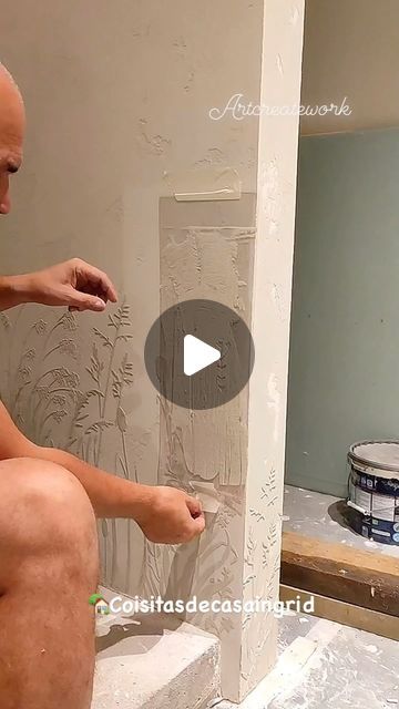 How To Do Mural Painting, Bathroom Wall Design Paint, Plaster Stencils For Walls, Stencil Plaster Wall Art, Diy Wall Painting Diy Wall Painting Ideas Creative, Stair Wall Painting Ideas, Bathroom Feature Wall Ideas, Diy Wall Pattern, Wall Stencil Ideas