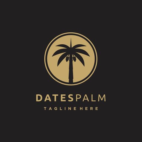 Luxury Minimalist Date Palm Silhouette Gold Logo design Template Date Palm Logo, Winter Logo, Dates Tree, Palm Tree Logo, G Logo Design, Palm Logo, Gold Logo Design, Tree Logo Design, Date Palm