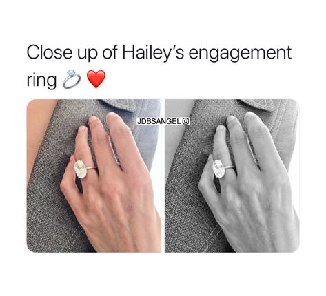 Hailey Bieber Engagement Ring, Hailey Bieber Ring, Wedding Ring Goals, Enchanted Forest Wedding, Dream Wedding Decorations, Future Engagement Rings, Dearly Beloved, Luxury Lifestyle Dreams, Wedding Aesthetic