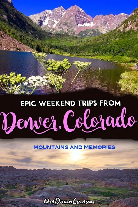 The best Denver road trips and weekend getaways from Denver, Colorado. Looking to escape the Mile High? Here are the best trips in and around Colorado, the Rocky Mountain towns like Aspen, natural beauties like the Maroon Bells, national parks like the Badlands, and neighboring states like Wyoming. All are easy roadtrips and great drives across america. #usa #co #denver #roadtrip South America Destinations, Maroon Bells, Usa Travel Guide, Colorado Travel, Camping Outfits, Estes Park, Mile High, United States Travel, North America Travel