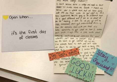 Open when... It’s the first day of classes #openwhenletters Open When Its Your First Day Of College, Open When You Need A Compliment, Open When Letters Topics, Boyfriend Board, Open When Letters For Boyfriend, Open When Cards, Letter To Best Friend, Letter To My Boyfriend, Open When Envelopes