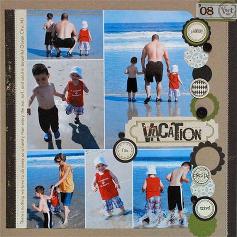 Vacation '08 *ST August 2008* Beach Layout, Summer Scrapbook Layouts, Beach Scrapbook Layouts, Cruise Scrapbook, Recipe Scrapbook, Picture Layouts, Vacation Scrapbook, Scrapbook Layout Sketches, Summer Scrapbook