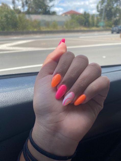 Bright Vacation Nails Acrylic, Tropical Nail Designs Bright Colors, Neon Tropical Nails, Nail Neon Colors, Bright Gel Nail Designs, Bright Summer Acrylic Nails Almond, Simple Bright Nails, Bright Colour Nails, Bright Neon Acrylic Nails Summer