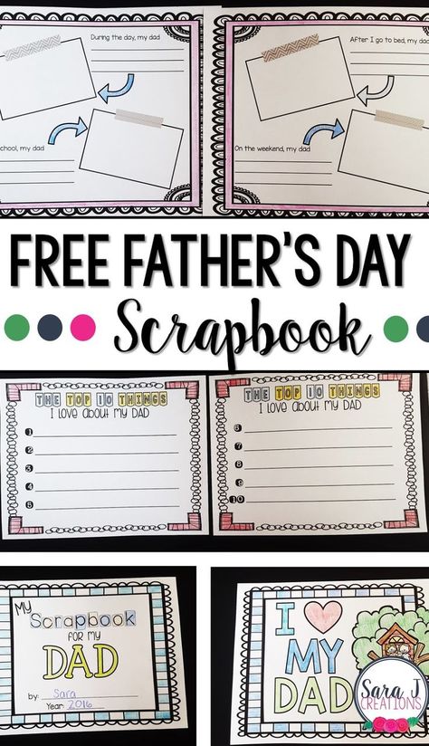 Free Father's Day printable scrapbook! A cute way for children to show their dad how much they love him and how they view him from their perspective. Father's Day Activities, Father's Day Printable, Cute Scrapbooks, Classroom Freebies, Printables For Kids, Diy Father's Day Gifts, Father's Day Diy, Great Father, Dad Day