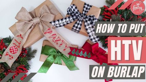 Svg Fonts, Burlap Projects, Christmas Vinyl, Christmas Fonts, Christmas Words, Burlap Ribbon, Cricut Tutorials, Iron On Vinyl, Christmas In July