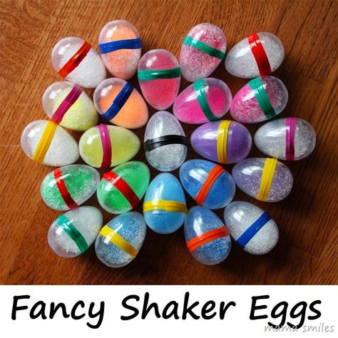 Fancy Shaker Eggs - pretty, fun, and easy to make :) Homemade Musical Instruments, Egg Shakers, Homemade Instruments, Diy Instruments, Plastic Pellets, Preschool Music, Music Crafts, Diy Musical Instruments, Operation Christmas Child