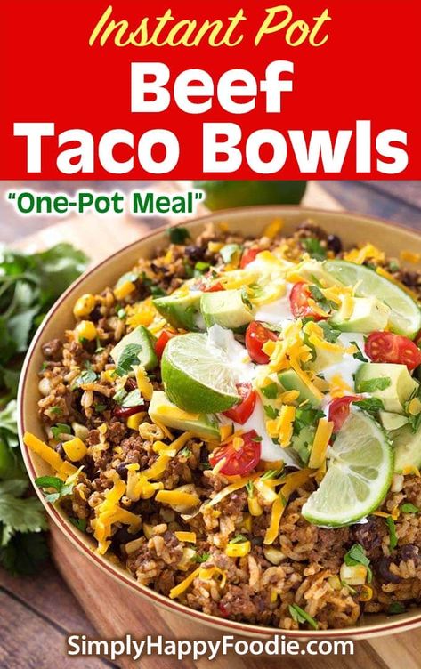 Beef Taco Bowls, Instant Pot Dump, Pressure Cooker Beef, Beef Recipe Instant Pot, Crockpot Recipes Beef Stew, Taco Bowl, Beef Steak Recipes, Beef Taco, Crock Pot Tacos