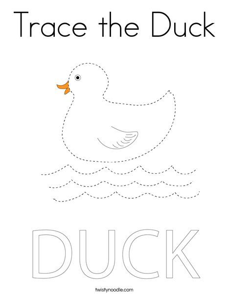 Trace the Duck Coloring Page - Twisty Noodle Duck Worksheet, Tracing Animals, Duck Outline, Preschool Transitions, Twisty Noodle, Tracing Practice, Toddler Class, Pre Writing Activities, Sunflower Nails