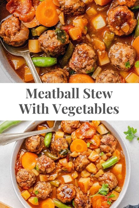 Meatball Stew Family Dinner Meal Prep, Meatball Stew Recipe, Stew With Potatoes, Chili Casserole, Meatball Stew, Potatoes Vegetables, Potato Stew, Mushroom Stew, Slow Cooker Meatballs