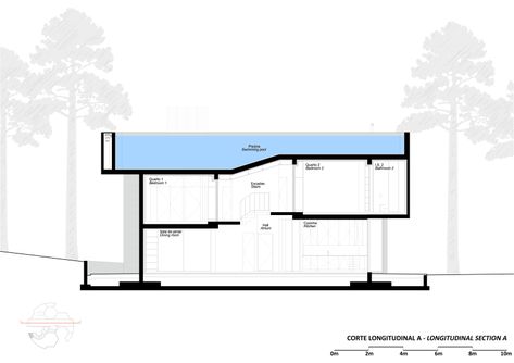 DOUBLE (O), Fabio Cunha · CASA TREVO · Divisare Pool Section, Pond Construction, External Staircase, Luxury Swimming Pools, Independent House, Two Storey House, Architecture Design Drawing, Building A Pool, Concrete House