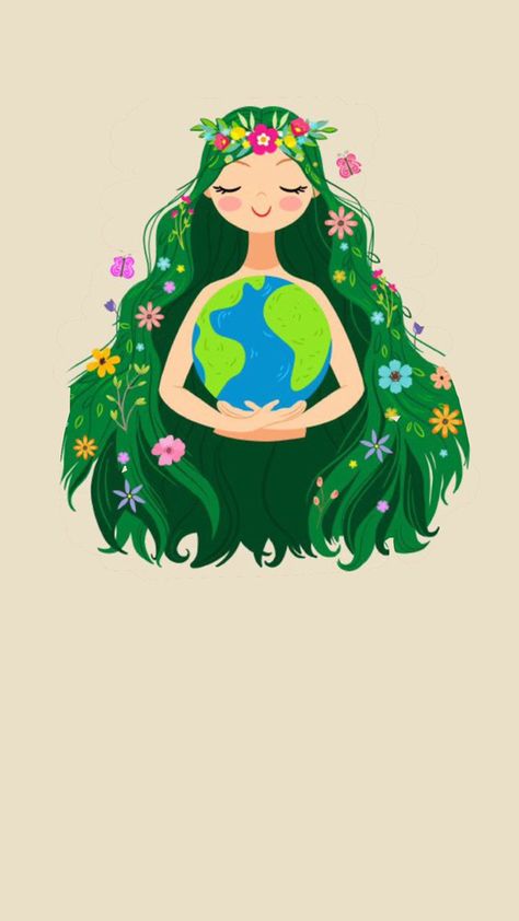 World Nature Day Drawing, Natural Green Wallpaper, Ekologiyaya Aid Rəsmlər, Earth Day Painting Ideas, Earth Day Drawings Art, Green World Drawing, Go Green Poster Drawing, Environmental Art Drawing, Green Nature Drawing