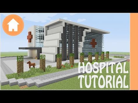 Minecraft Hospital Interior, Minecraft Hospital Ideas, Minecraft Hospital, Minecraft Modern City, Hospital Ideas, Youtube Minecraft, Minecraft Shops, Modern Minecraft Houses, Minecraft City Buildings