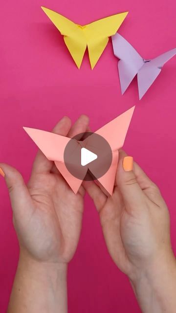 Kelly Crean on Instagram: "How to make an origami butterfly 🦋 

#easyorigami #springcrafts #kidscrafts #papercrafts #butterfly" How To Fold Butterflies, How To Make An Origami Butterfly, How To Make 3d Butterflies, How To Make Paper Butterflies, Origami Butterfly Instructions, Craft Butterfly, How To Make Butterfly, Diy Paper Butterfly, Paper Folding Crafts