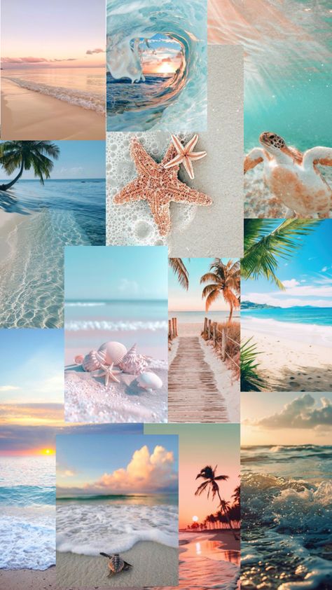 Preppy Backgrounds, Disney Moana Art, Cute Collages, Summer Beach Wallpaper, Beach Wallpaper Iphone, Beach Wall Collage, Phone Wallpaper Boho, Cute Summer Wallpapers, Summer Wallpapers