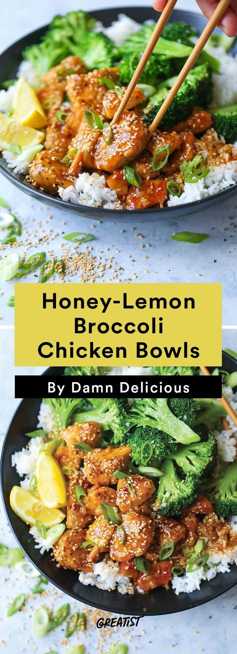 Broccoli Bowls, Honey Lemon Chicken, Chicken And Broccoli, Broccoli Recipes, Chicken Broccoli, Honey Lemon, Vegetarian Dinner, Lemon Chicken, Healthy Chicken