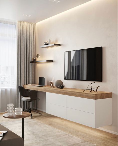 Modern Apartment Interior, Modern Apartment Decor, تصميم داخلي فاخر, Tv In Bedroom, Design Bathroom, Home Design Living Room, Interior Modern, Decor Home Living Room, House Interior Decor