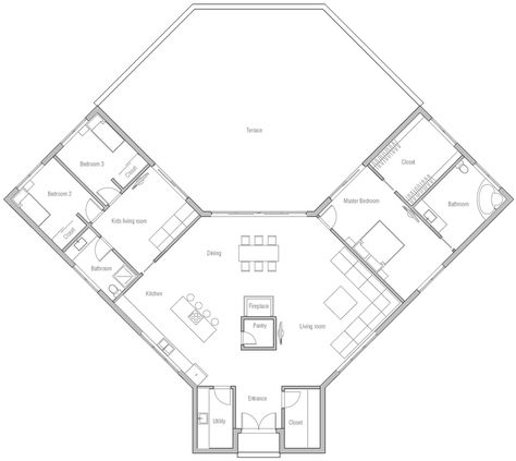 house design house-plan-ch381 10 U Shaped House Plans, U Shaped Houses, Courtyard House Plans, Casas The Sims 4, Tiny House Floor Plans, Bungalow House Design, New House Plans, Sims House, Modern House Plans