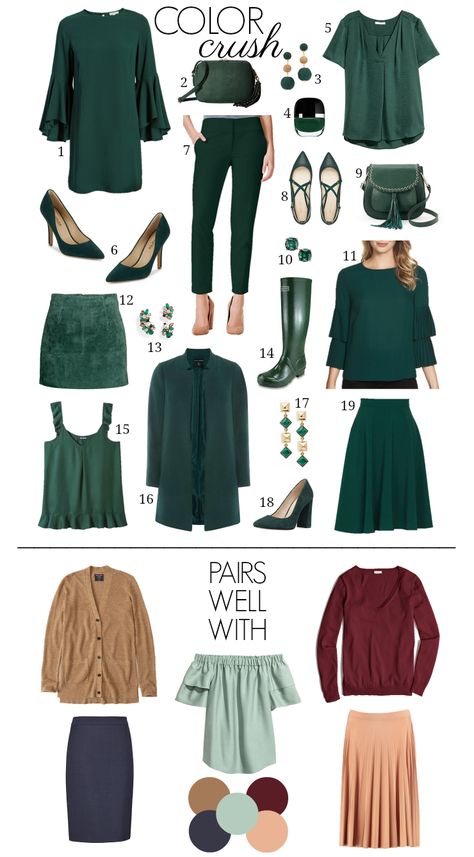 emerald green Emerald Green Outfit, Autumn Color Palette Fashion, Penny Pincher Fashion, Brown Outfits, Colour Combinations Fashion, Color Combinations For Clothes, Fashion Capsule Wardrobe, Penny Pincher, Color Trends Fashion