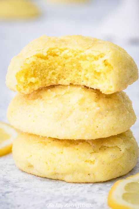 Lemon cookies made with cream cheese are tender, light as air, and literally, melt in your mouth. #recipe from ThisSillyGirlsKitchen.com #lemoncookies #lemon #creamcheesecookies #meltaway #cookies Sugar Cookie Recipe Food Network, Cookies Made With Cream Cheese, Lemon Sugar Cookie, Meltaway Cookies, Lemon Cookies Recipes, Lemon Sugar Cookies, Cream Cheese Cookies, Cheese Cookies, Sugar Cookie Recipe