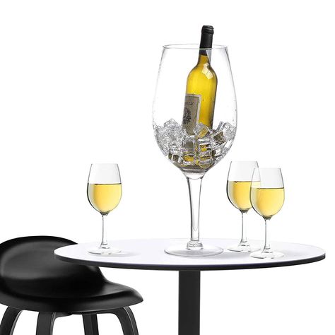 Huge Wine Glass, Giant Wine Glass, Large Ice Bucket, One Glass Of Wine, Wine Glass Decor, Wine Ice Bucket, Vintage Serving Trays, Wine Bucket, Wine Connoisseur