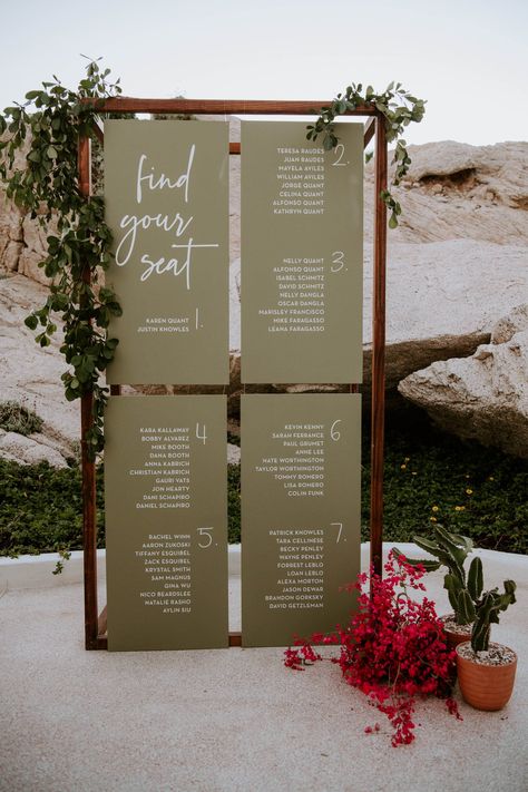 Cabo Beach Wedding, Wedding Seating Chart Display, Tropical Wedding Venue, Cabo Beach, Wedding Program Sign, Wedding Table Seating Chart, Wedding Table Seating, Cabo Weddings, Wedding Mood Board