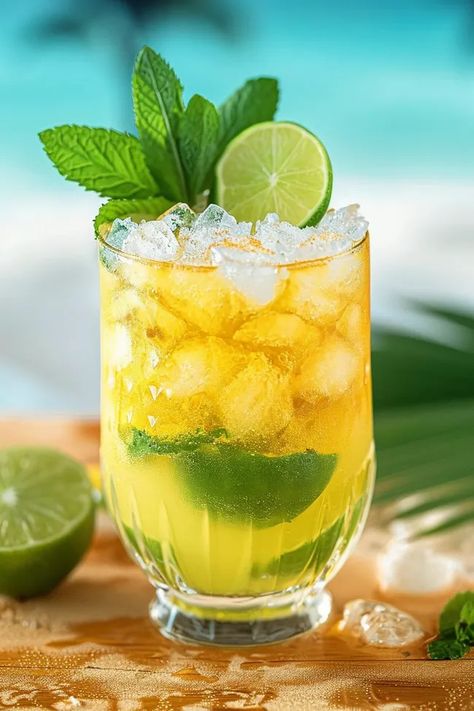 Tropical Pineapple Mint Burst - SipSpoon Mint Cocktails, Pineapple Mint, Mint Mojito, Fresh Pineapple, Refreshing Cocktails, Hearty Meals, Kombucha, Simple Syrup, Mojito