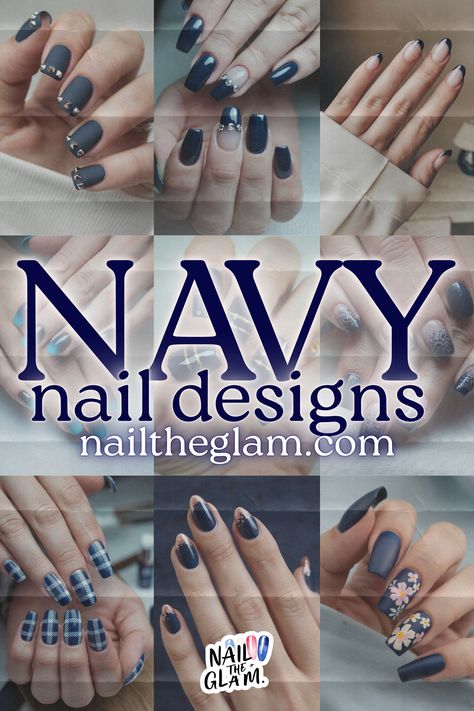 Article about 20 stunning navy nail designs, perfect for an elegant and sophisticated manicure with a bold twist.

Navy nail designs, Elegant navy nails, Bold nail art, Navy blue nails Navy Blue And Gold Gel Nails, Navy And Glitter Nails, Tan And Blue Nails Design, New Years Nails Navy Blue, Navy With Silver Nails, Navy Blue Nails With Accent Nail, French Navy Nails, Navy French Tip Nails Almond, Navy Blue Rose Gold Nails