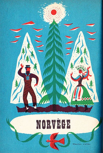 Norway Mid Century Illustration, Old Fashioned Christmas, Country Art, Look Vintage, Vintage Travel Posters, Vintage Poster, Vintage Graphics, Vintage Travel, Scandinavia