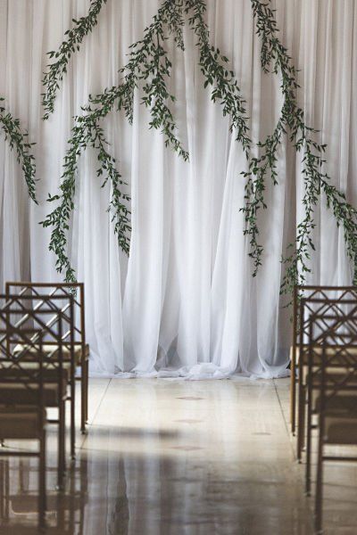 Simple Wedding Ceremony Decor, Simple Wedding Ceremony, Hanging Greenery, Wedding Ceremony Decor, Wedding Dresses Cinderella, Cinderella Wedding, Wedding Ceremony Backdrop, Wedding Ceremony Flowers, Ceremony Decor