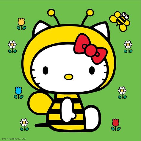 Hello little bee! Tokidoki Characters, White Hello Kitty, Hello Kitty Car, Pink Kitty, Bee Costume, Hello Kit, Hello Kitty Backgrounds, Hello Kitty Art, Cute Tumblr Pictures