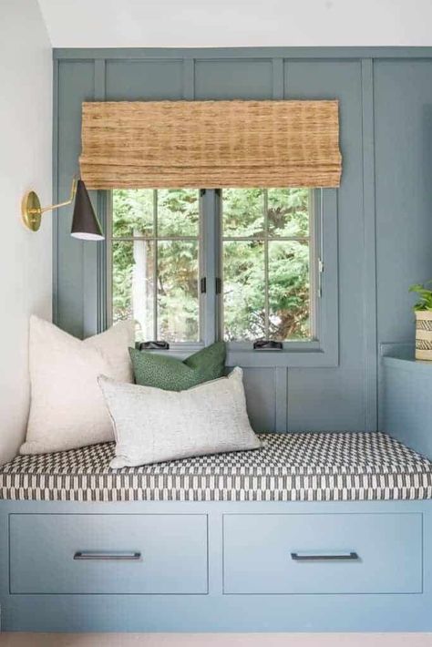 Moved Loved MGD Photos of 2020 Image Clean Window Screens, Small Window Seat, Modern Window Seat, Attic Study, Cleaning Window Screens, Bonus Room Design, Mindy Gayer Design, Nook Design, Built In Window Seat