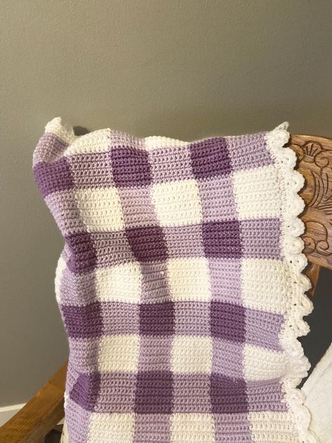 Excited to share this item from my #etsy shop: Purple Plaid Baby Blanket Purple Knitted Blanket, Crochet Blanket Aesthetic, Purple Crochet Projects, Purple Crochet Blanket, Crochet Blanket Diy, Crochet Blanket Tutorial, Crochet Purple, Crochet Blanket Pattern Easy, Purple Crochet