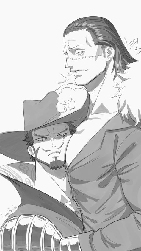 Sir Crocodile X Mihawk, Mihawk One Piece Fanart, Crocodile X Mihawk, Mihawk X Yn, Onepiece Mihawk, Mihawk Fanart, Cross Guild, One Piece Men, Sir Crocodile