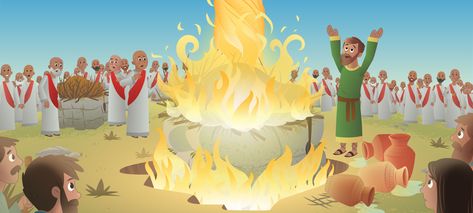 The BIble App -- Story of Elijah vs Ahab & the Prophets of Baal Gospel Project, App Story, Preschool Bible Lessons, Story Images, Bible Activities For Kids, Sunday School Kids, Preschool Bible, Bible School Crafts, Story Activities