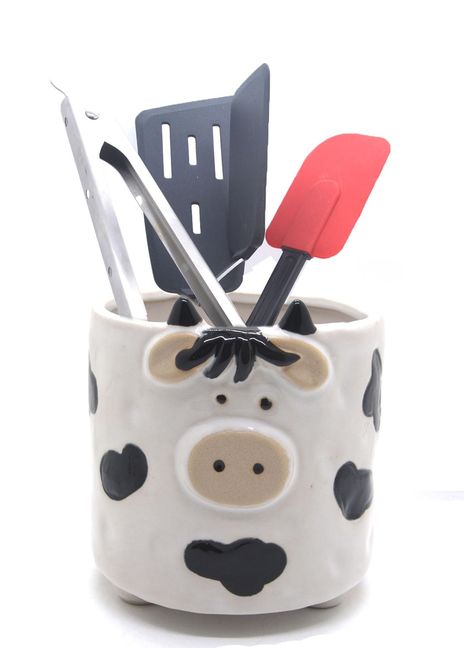 PRICES MAY VARY. Made of Ceramic 14.5cm/5.7" in diameter, 15.5cm/6" in hight 14.5cm/5.7" in diameter, 15.5cm/6" in hight Made of Ceramic Cow Themed Kitchen, Quirky Mugs, Spatula Holder, Cow Kitchen Decor, Ceramic Cow, Cow Kitchen, Cute Diy Projects, Utensil Storage, Utensil Crock